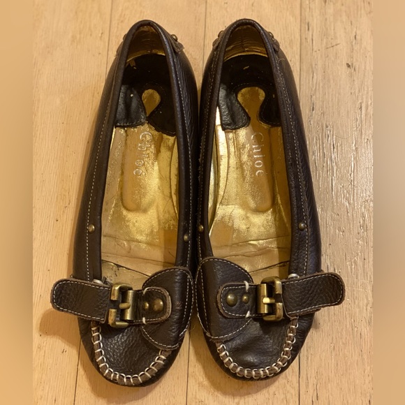 Brown leather Chloé flats - Picture 1 of 8